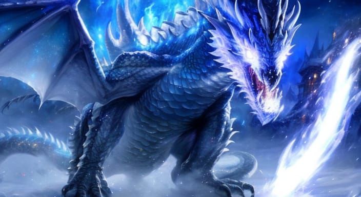 Icy Dragon Sculpture with Divine Flame