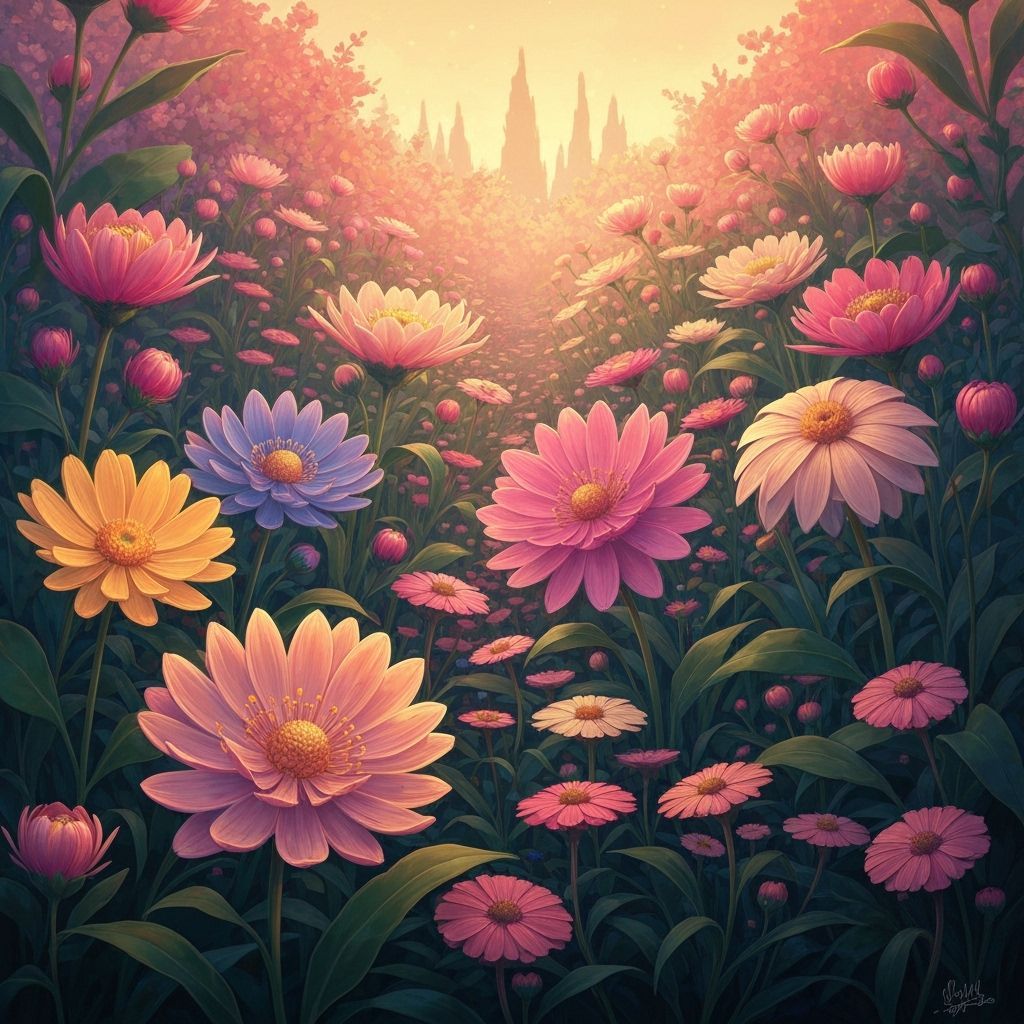 Vibrant Holiday Flowers in Pixar Style