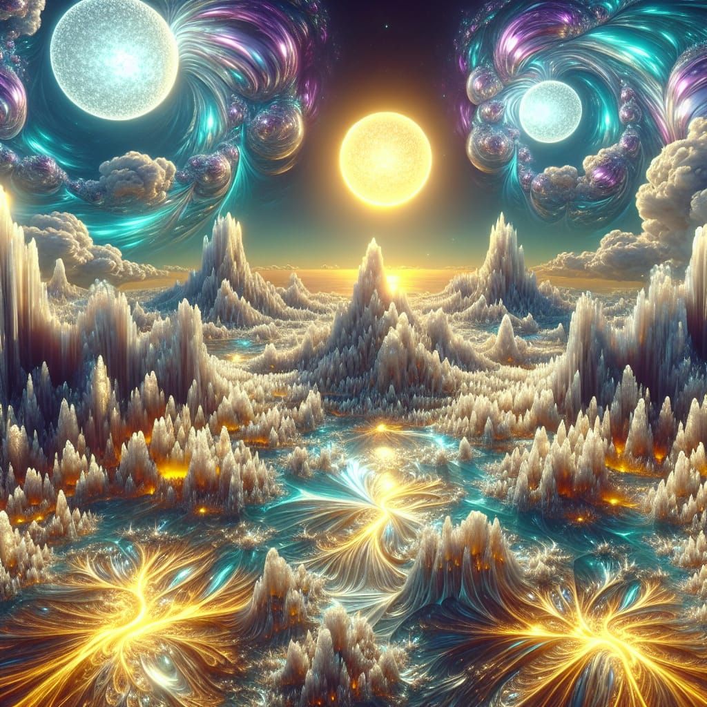 Exotic Alien Landscape with Two Suns