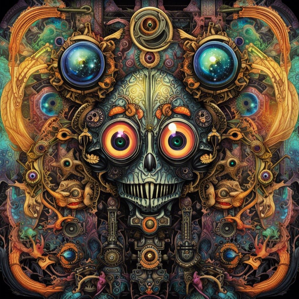 Psychedelic Gothic Mech with Third Eye