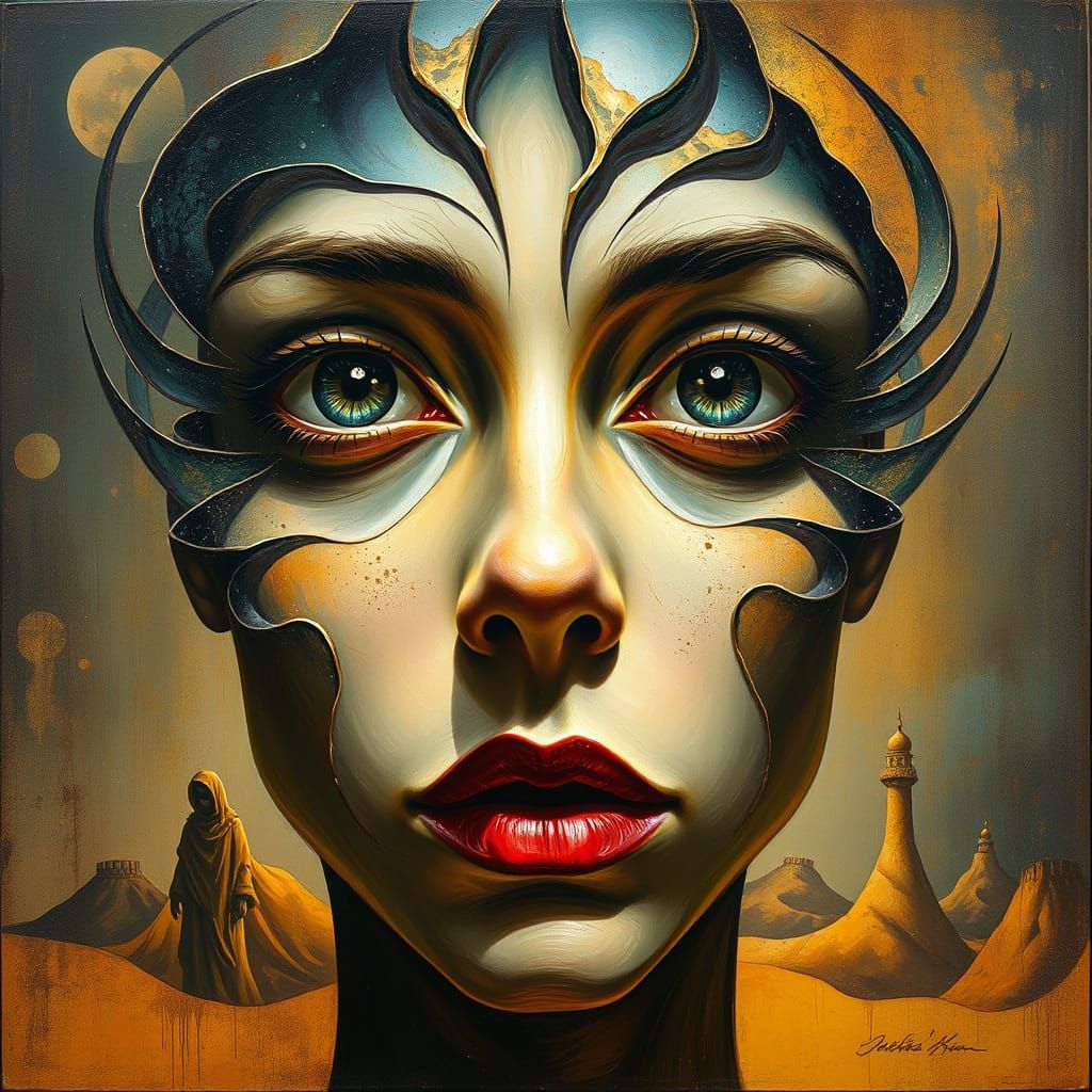 Ethereal Surrealist Portrait in Oil Painting