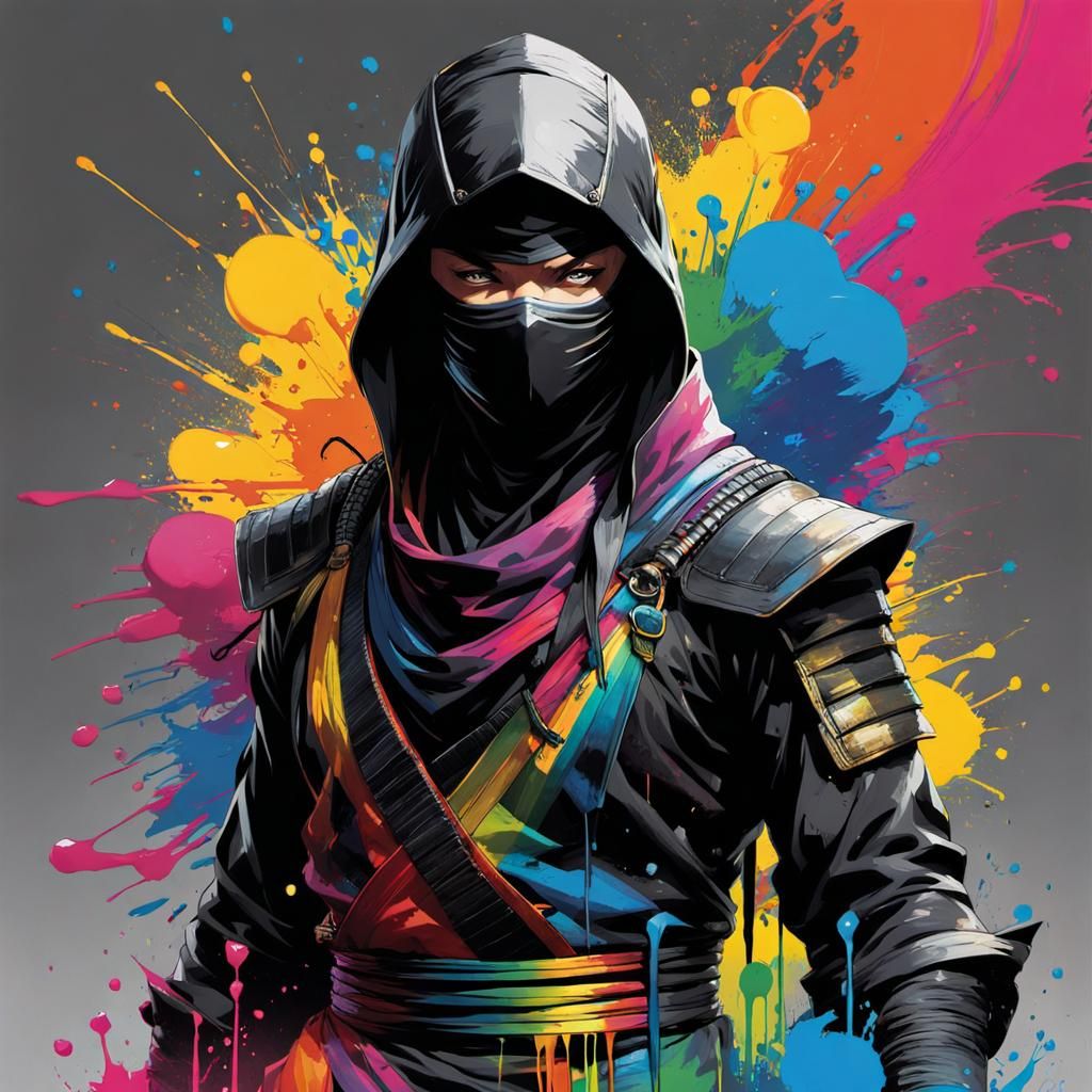 Rainbow Ninja Splash Art Portrait