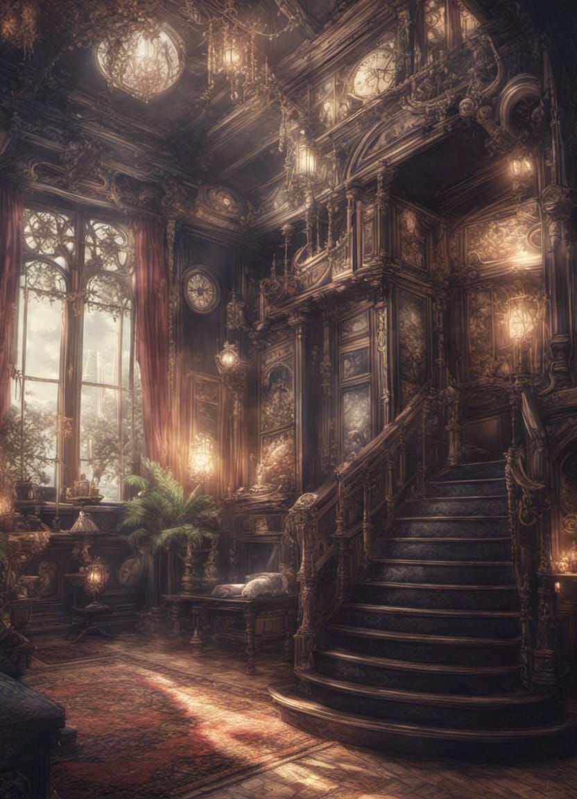 Anime Victorian Fantasy Home in Hyperrealistic Detail