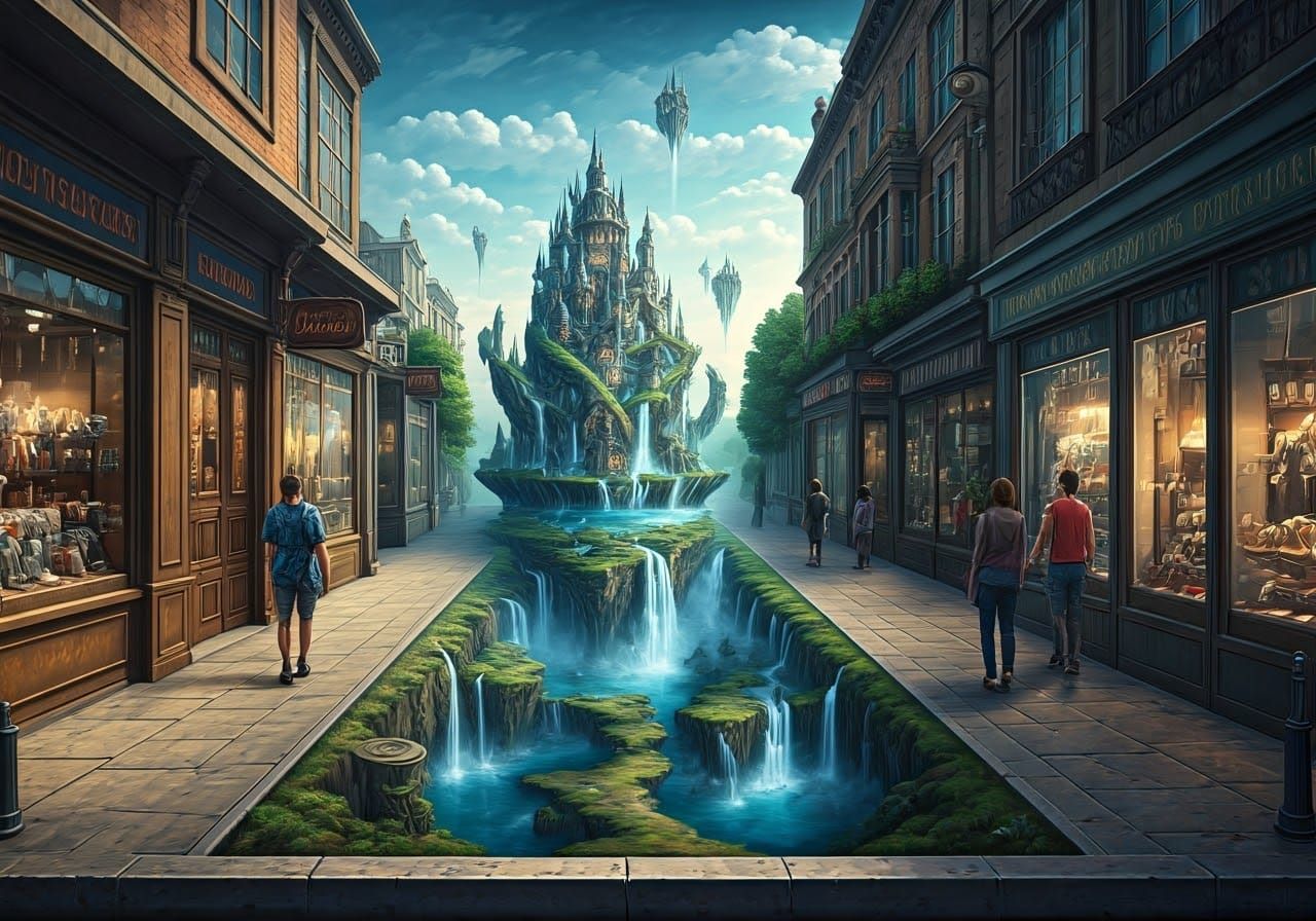 Optical Illusion: Fantasy Kingdom Street Art in 8k