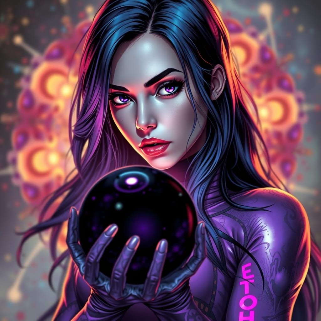 Female Superhero with Black Hole Powers in Klimt Style