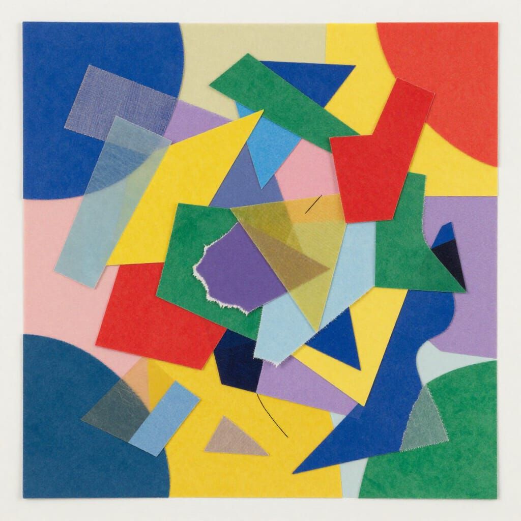 Vibrant Multicolor Paper Collage with Geometric Shapes