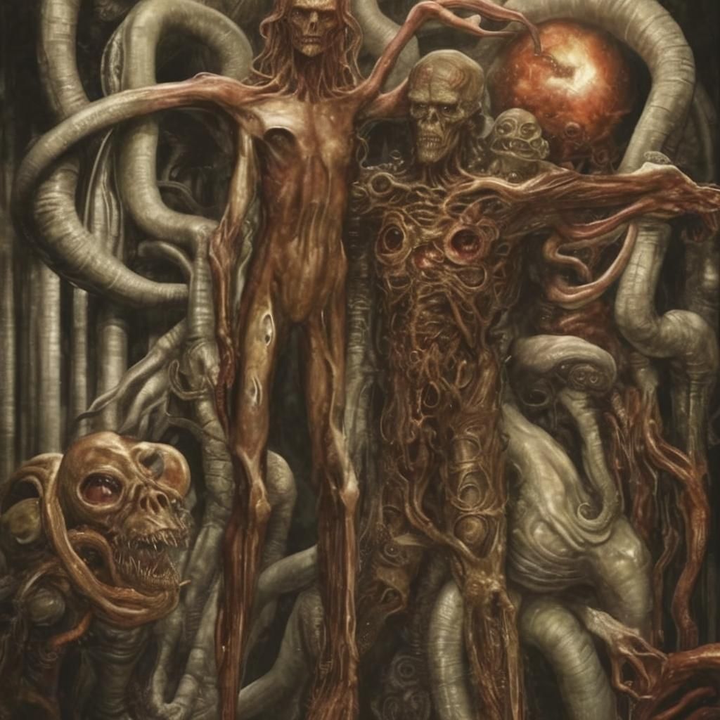 Surreal Hybrid Creature in Dystopian Biomechanical Style