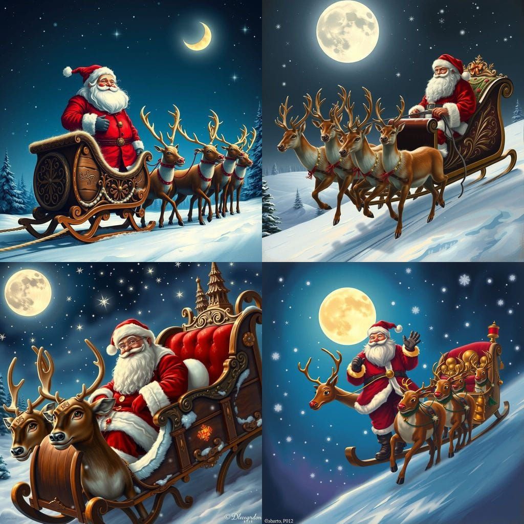 Jolly Santa in Winter Wonderland Scene