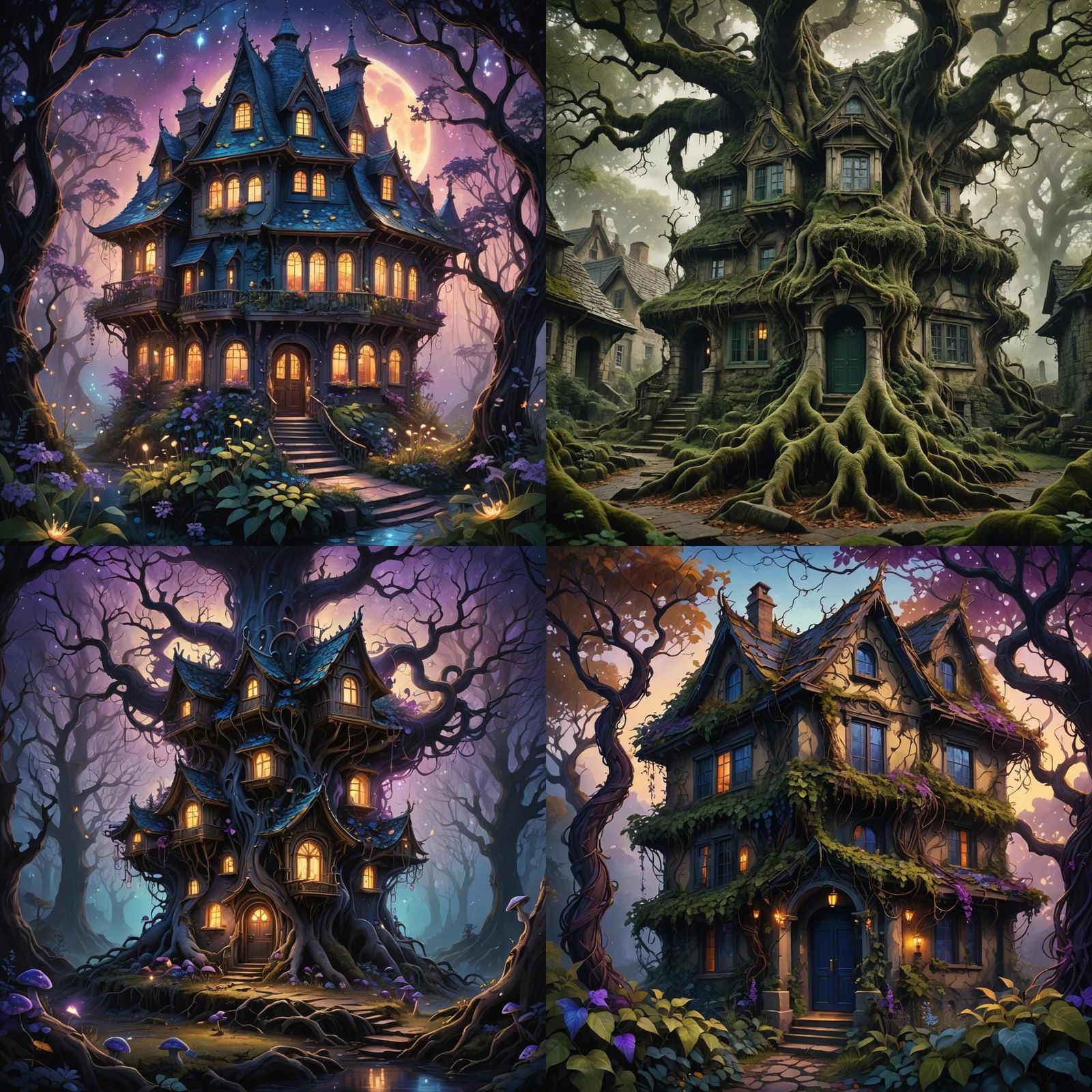 Dark Fantasy House with Botanical Details
