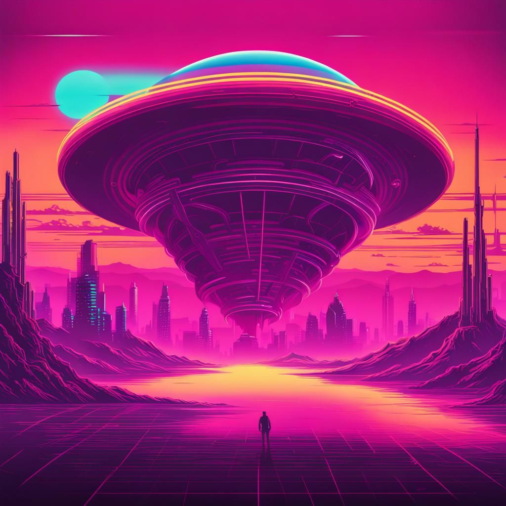 Forbidden Planet in Synthwave Neon Style