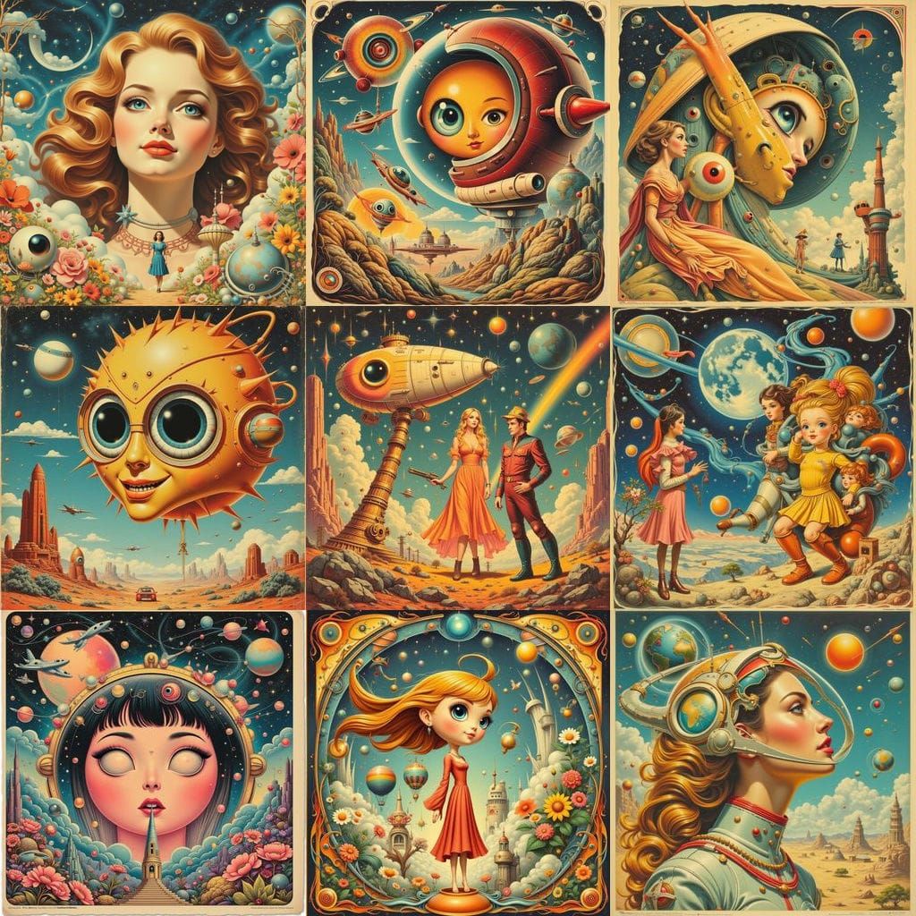 Ultra Cute Sky Face Retro Sci-Fi Poster
