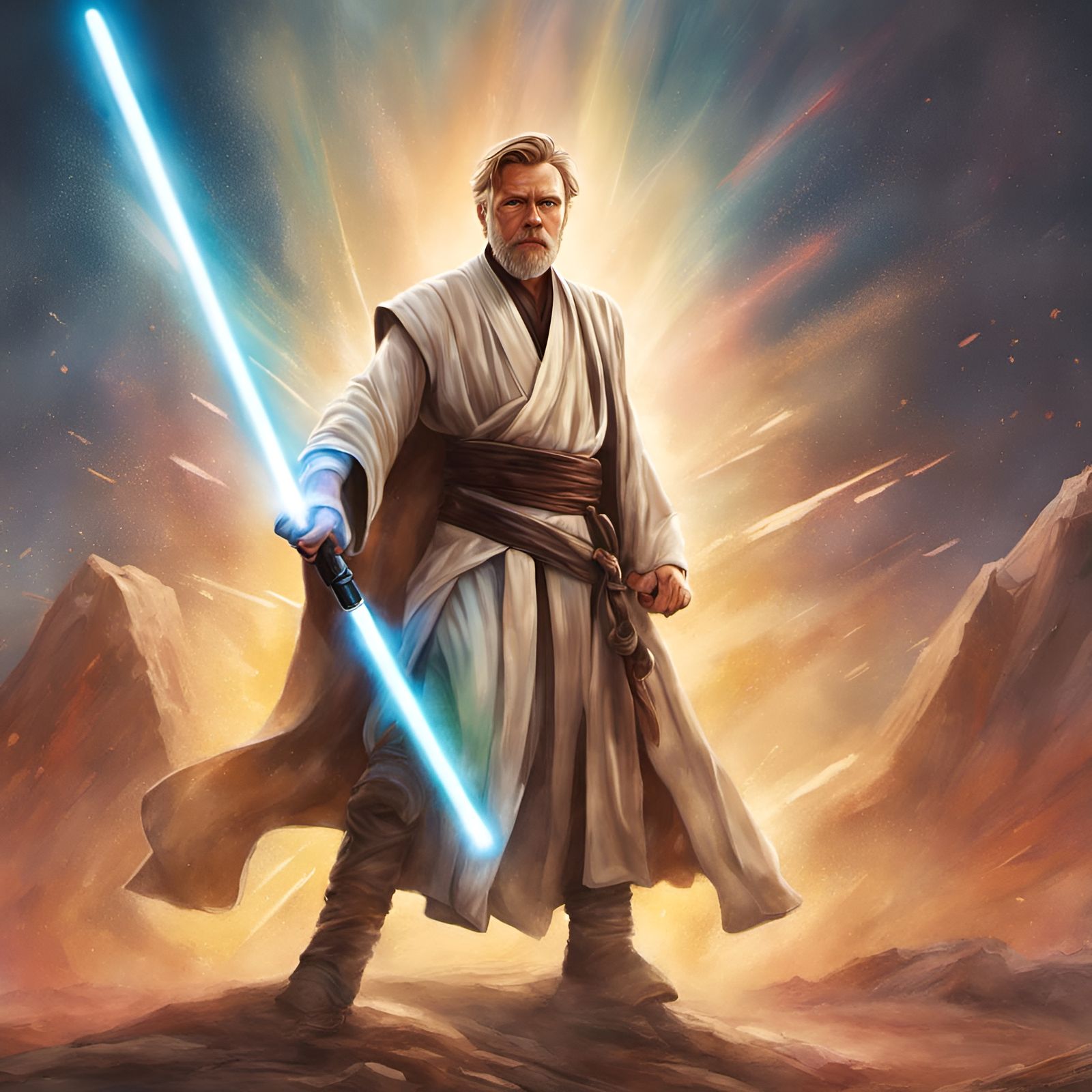 Hyperrealistic Obi Wan Kenobi Concept Art