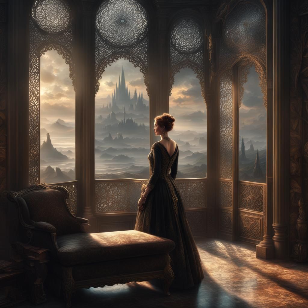 Woman Waiting in Dramatic Digital Matte Painting