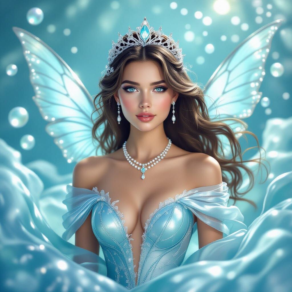 Ocean Pearl Princess with Aqua Wings in Fantasy Style
