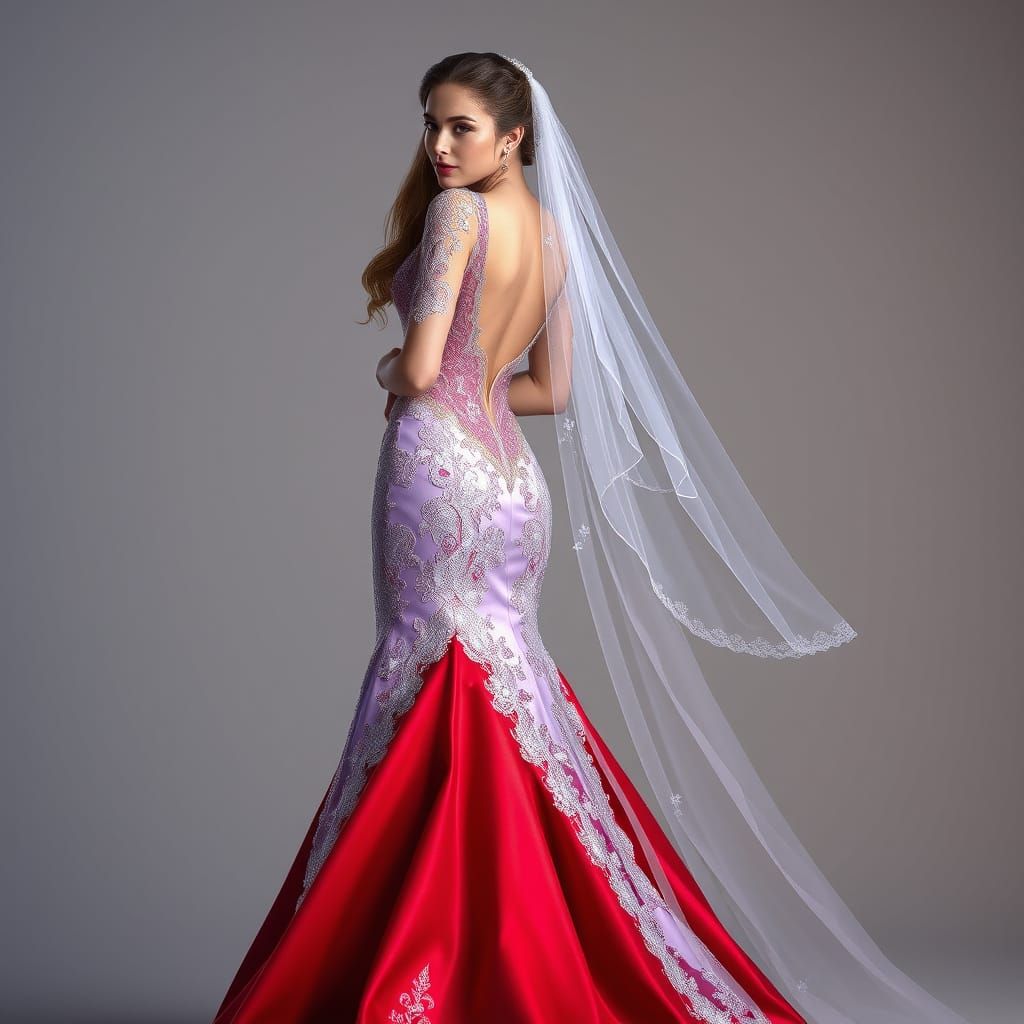 Surreal Fantasy Wedding Gown in Cyberpunk Style