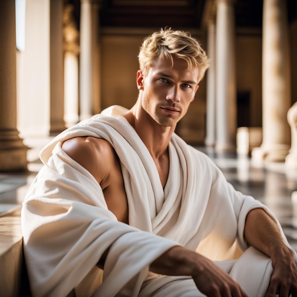 Gold-Covered Man in Roman Villa Atrium