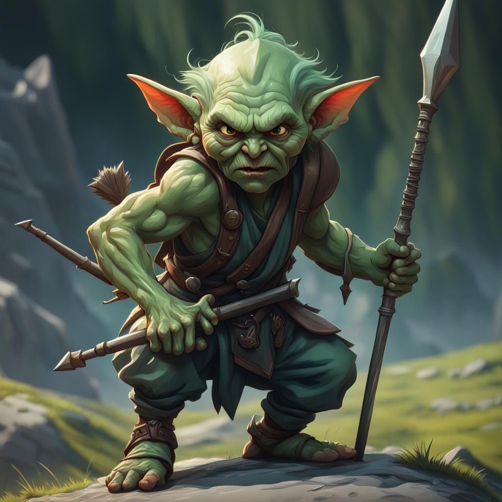 Angry Goblin Warrior Portrait in Detailed Digital Art