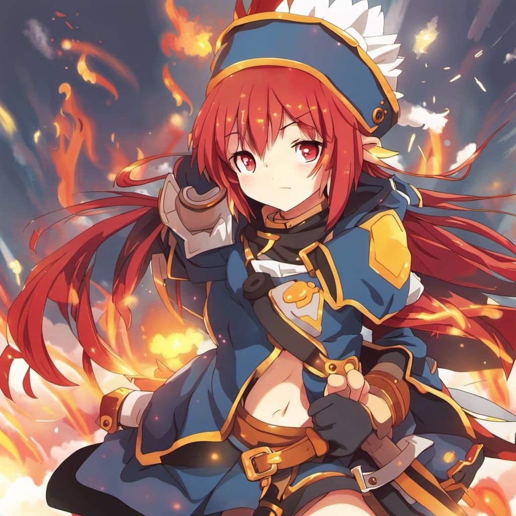 Red-Haired Girl in Anime Key Visual Style