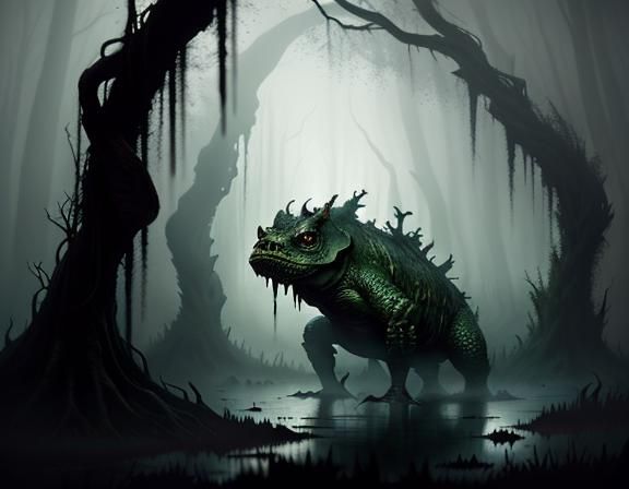 Menacing Bullywug Emerges from Murky Swamp