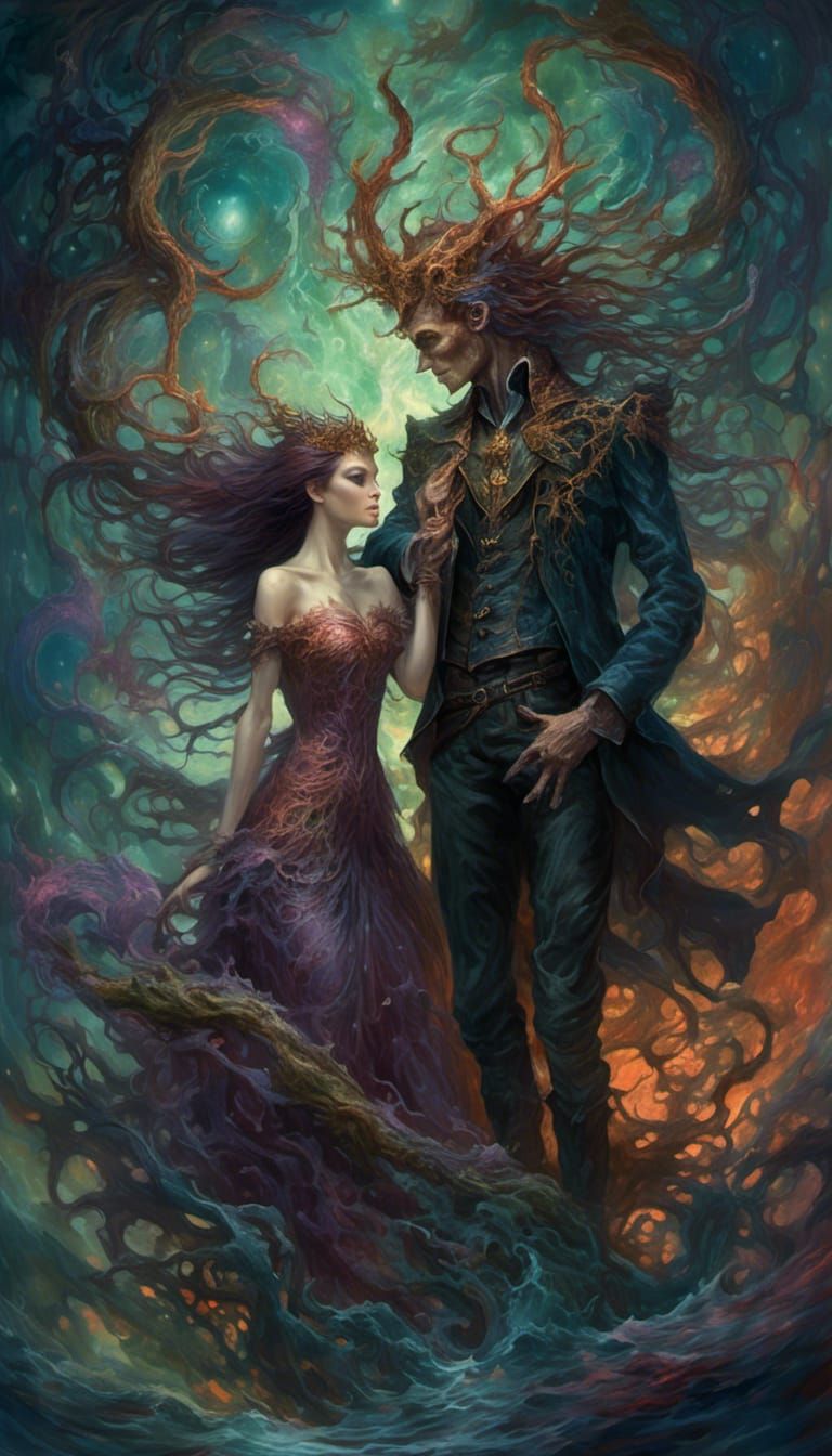 Eldritch Demon Prince and Human Woman in Love