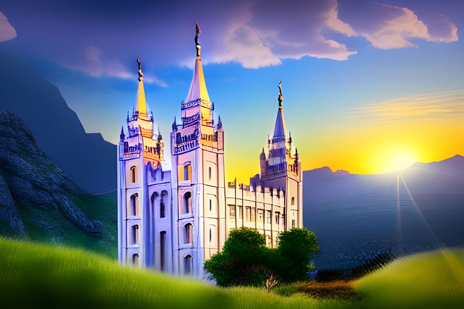 Majestic Sunset View of Salt Lake Temple