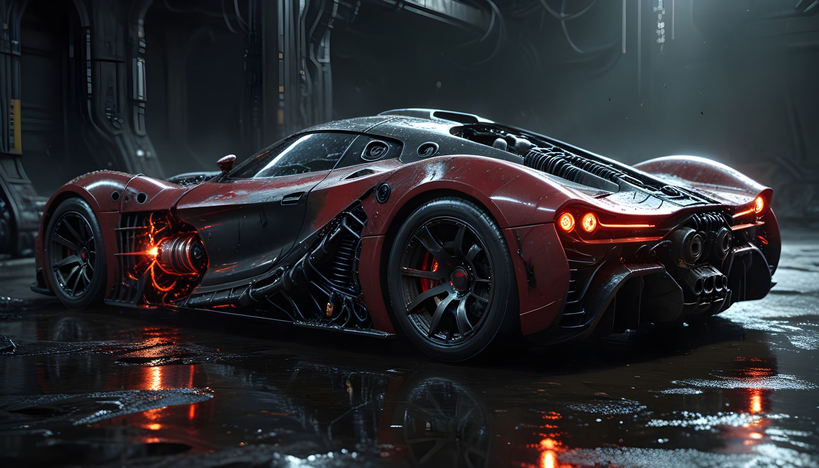 Gigeresque Cosmic Hypercar with Bio-Mechanical Features
