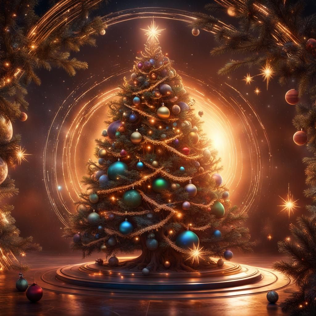 Christmas Tree Among the Stars in Space