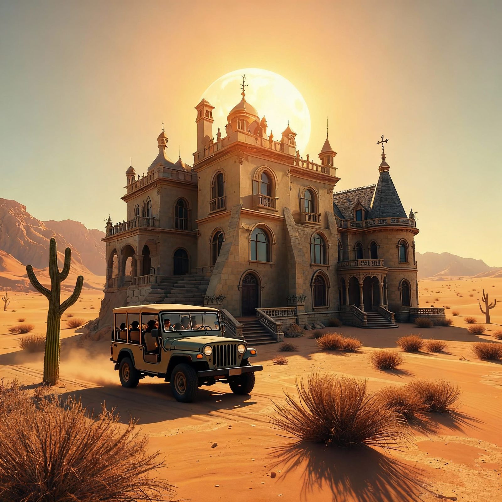 Jeep Safari Adventure in a Vast Desert Landscape