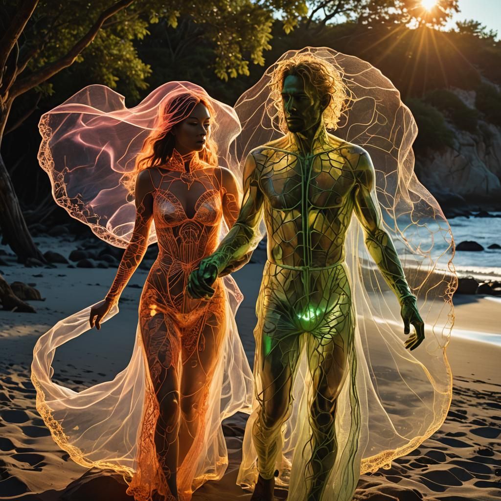 Beach Sculpture: Neon Hylozoic Techno-Lace