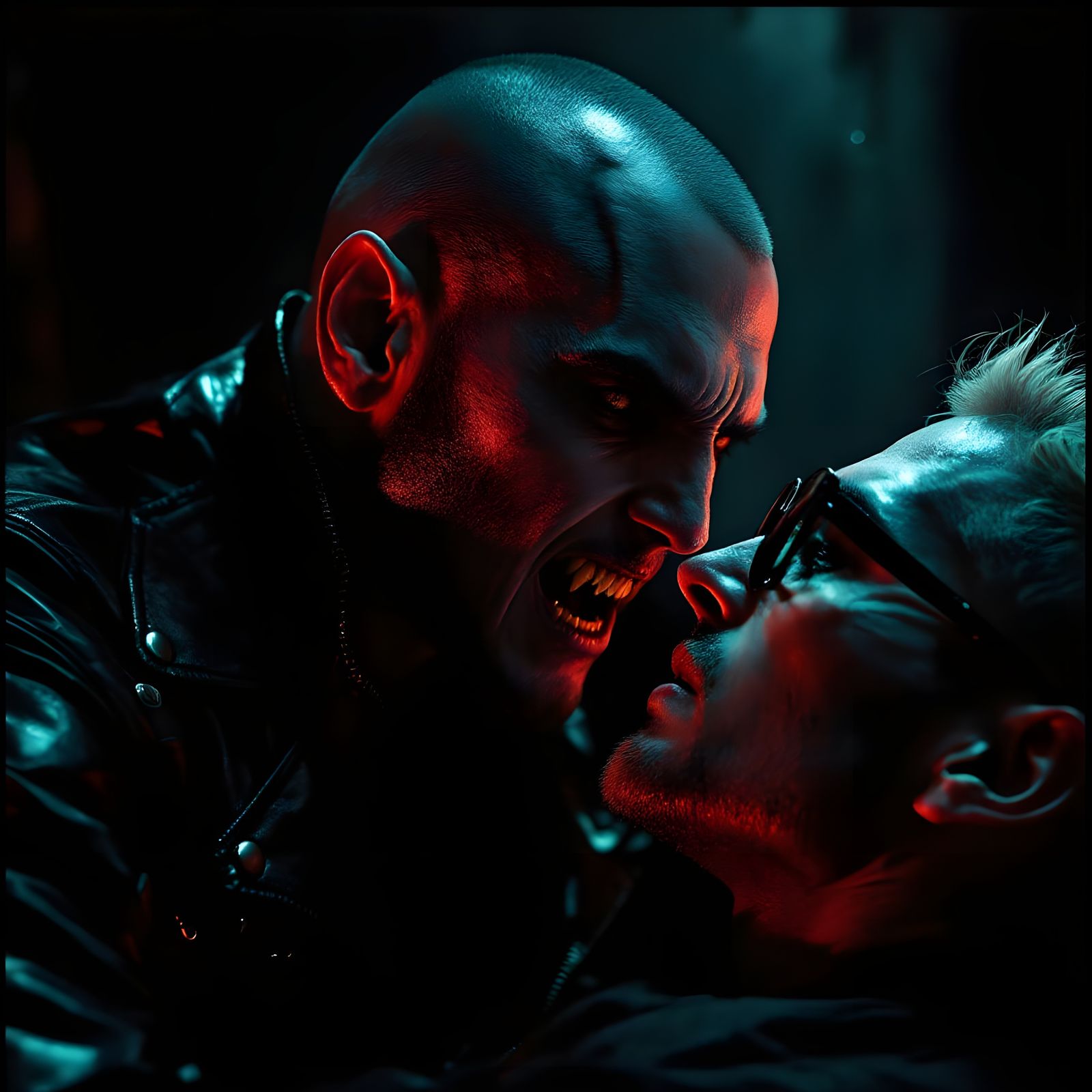 Dramatic Vampire Bite Scene in Cinematic Style