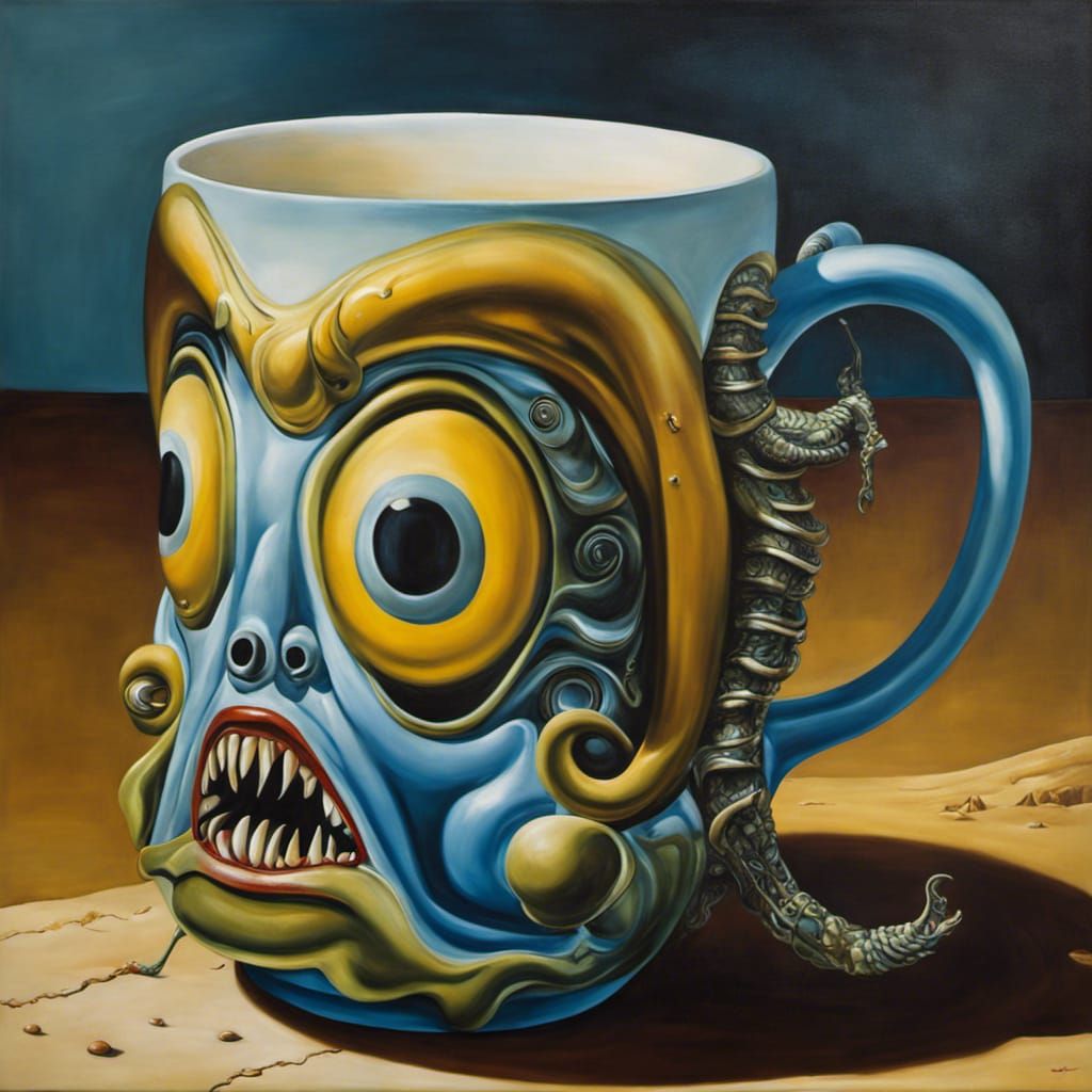 Surreal Monster Mug in Style of Salvador Dali