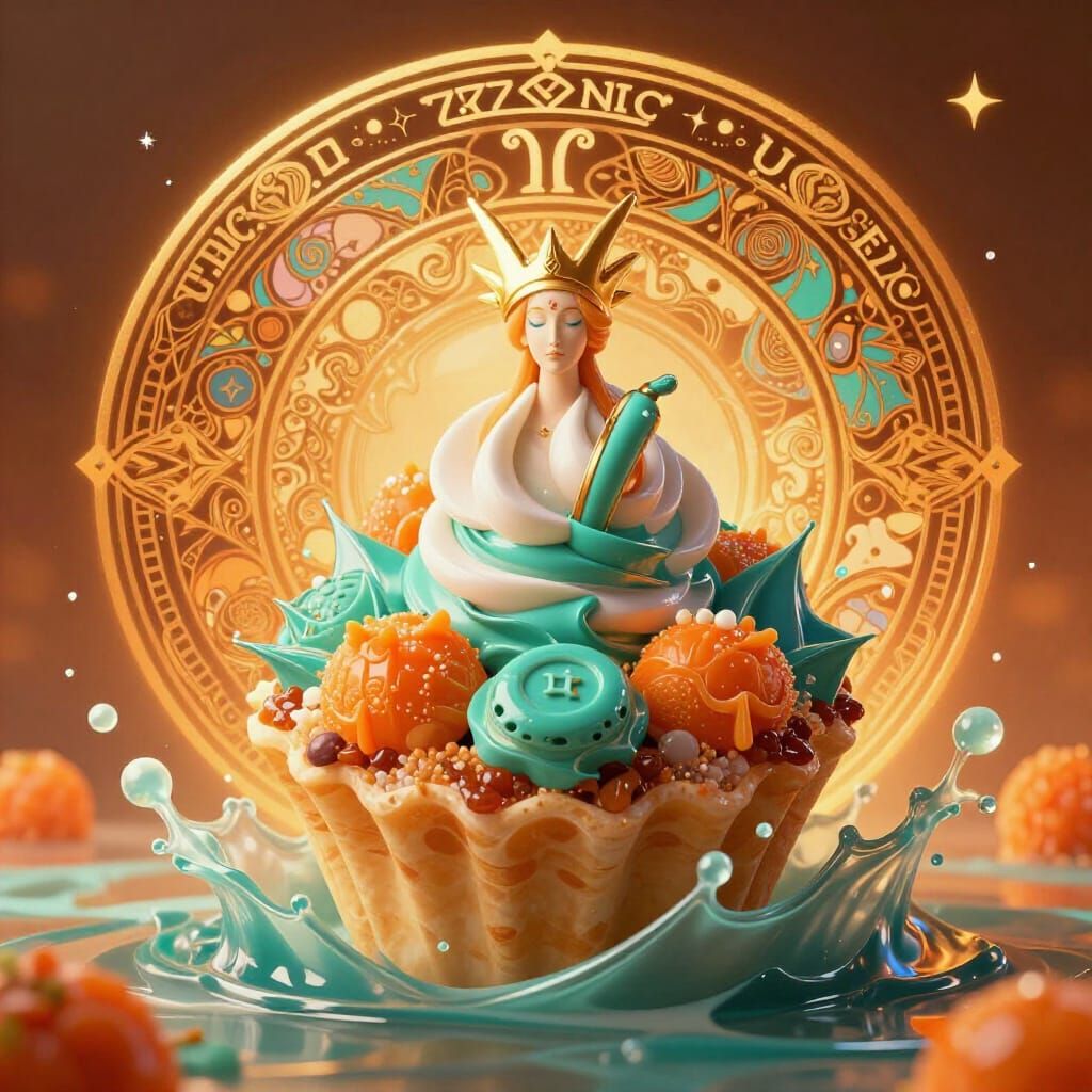 Gemini Zodiac Sign as a Decadent Dessert Concept Art