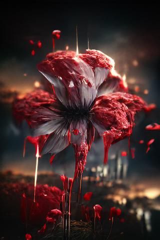 Blood Flower Concept Art in Matte Painting Style
