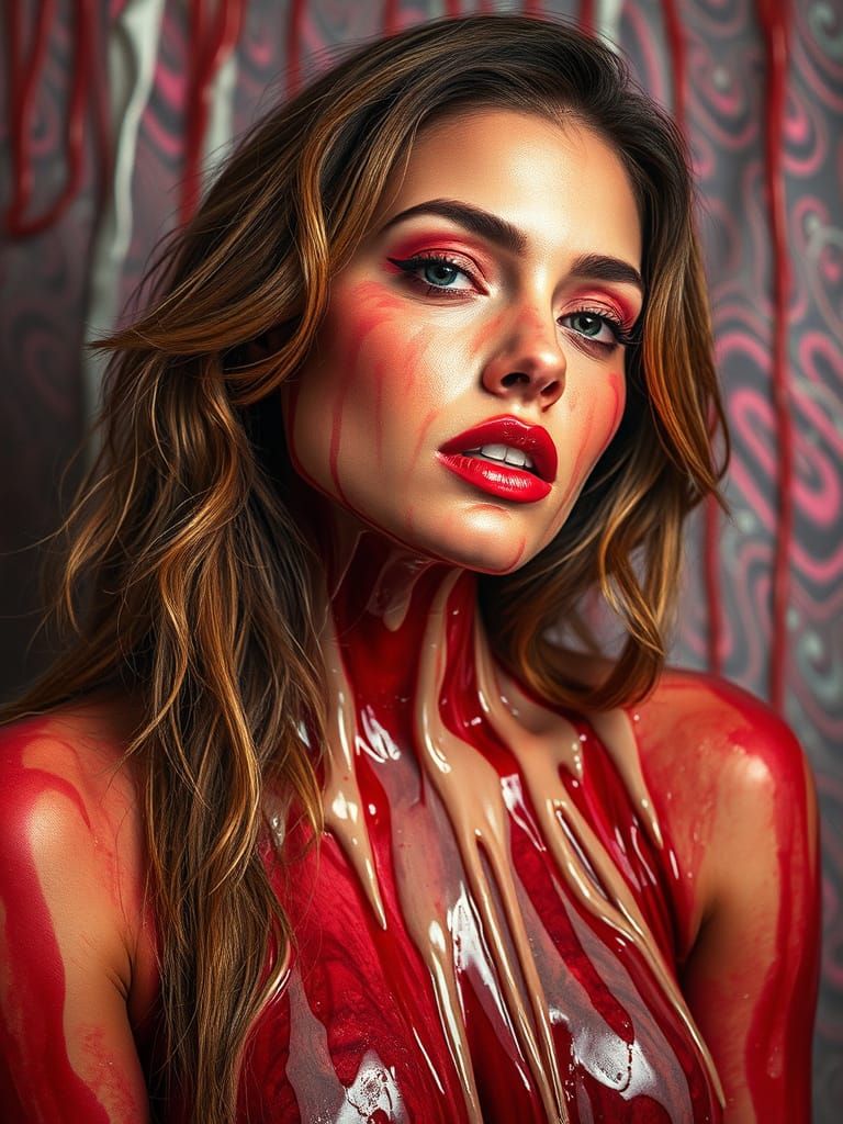 Surreal Portrait of Woman Covered in Melting Wax