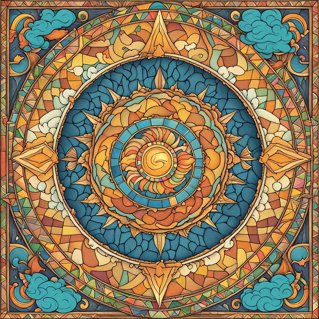 Prismatic Cloudscape in Sunburst Style