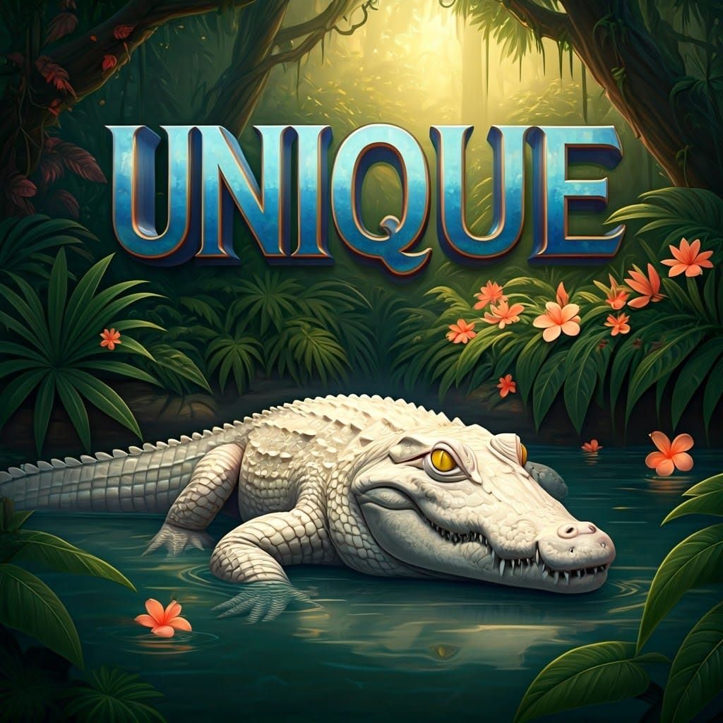 Large Logo that says "UNIQUE" in a 3D, raised, large, bold, ...