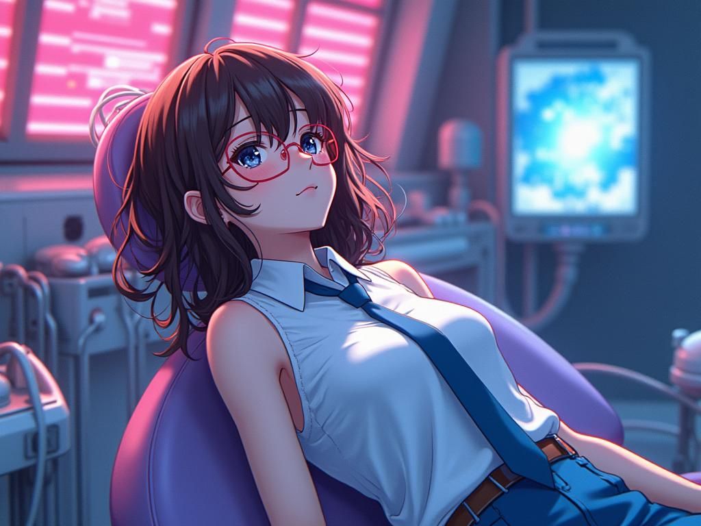 Anime Girl in Futuristic Dentist Chair