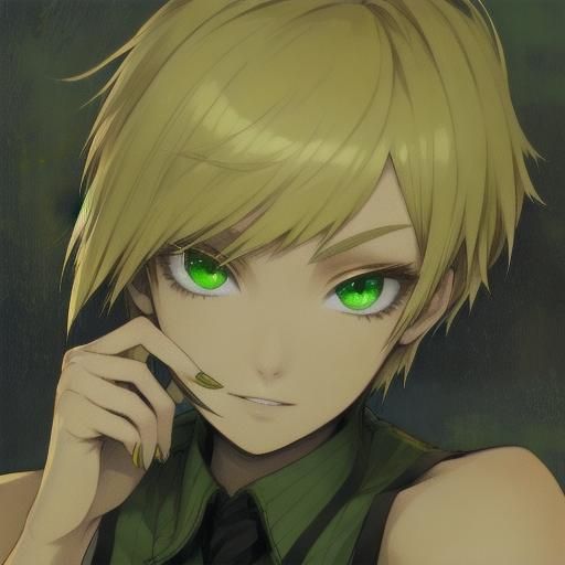 Pretty Blond Girl with Green Eyes Portrait