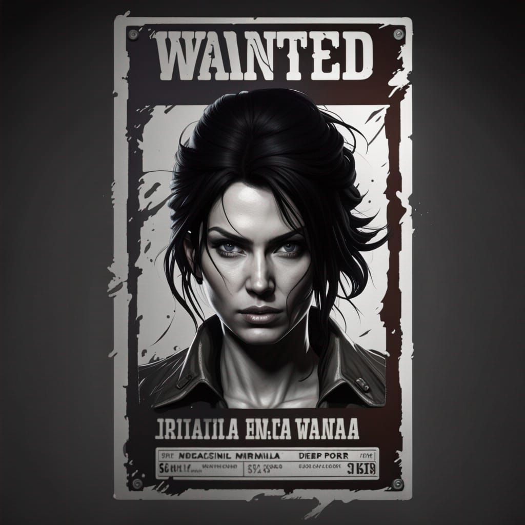 Wanted Poster of Escaped Woman in Hyperrealistic Style