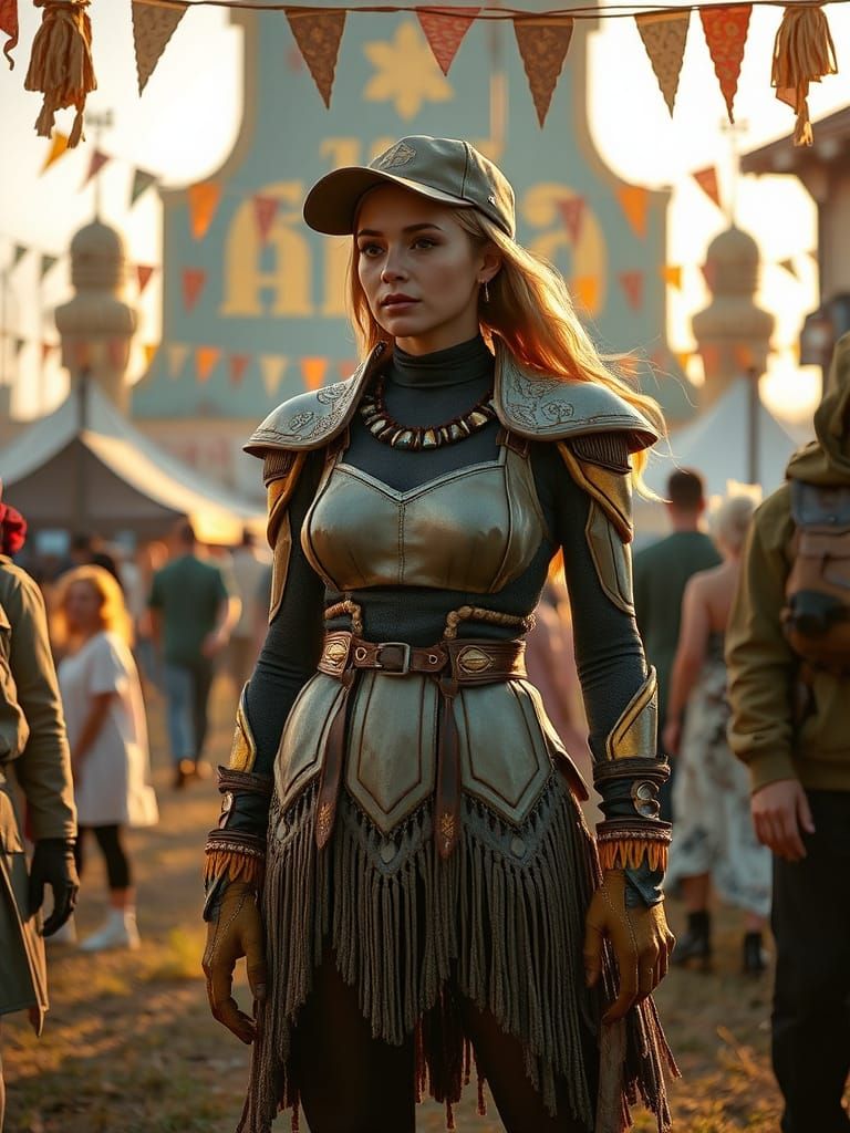 Android Mountain Queen in Rockwell-esque Festival Scene