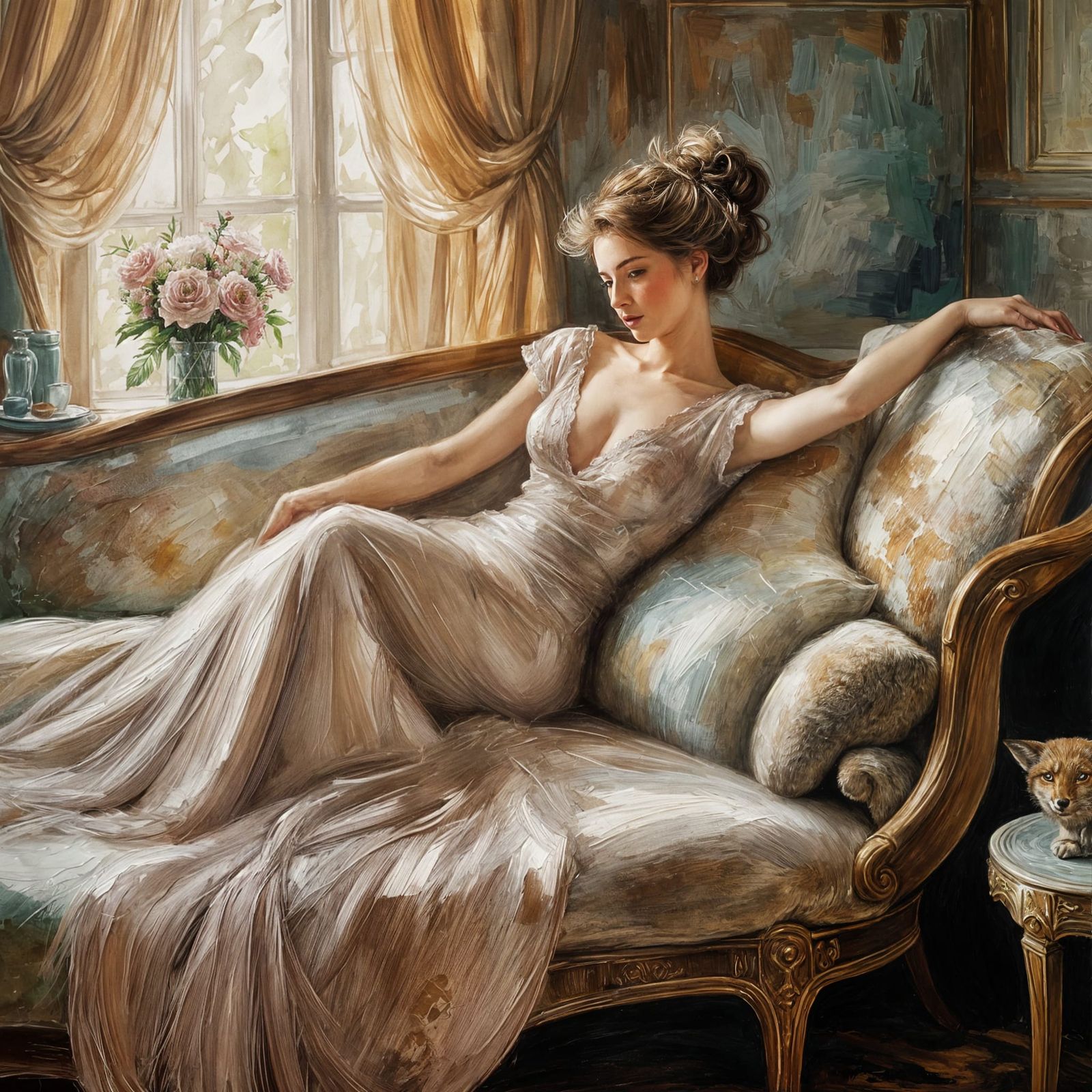 Lazy Woman Depicted in a Foxy Artistic Style