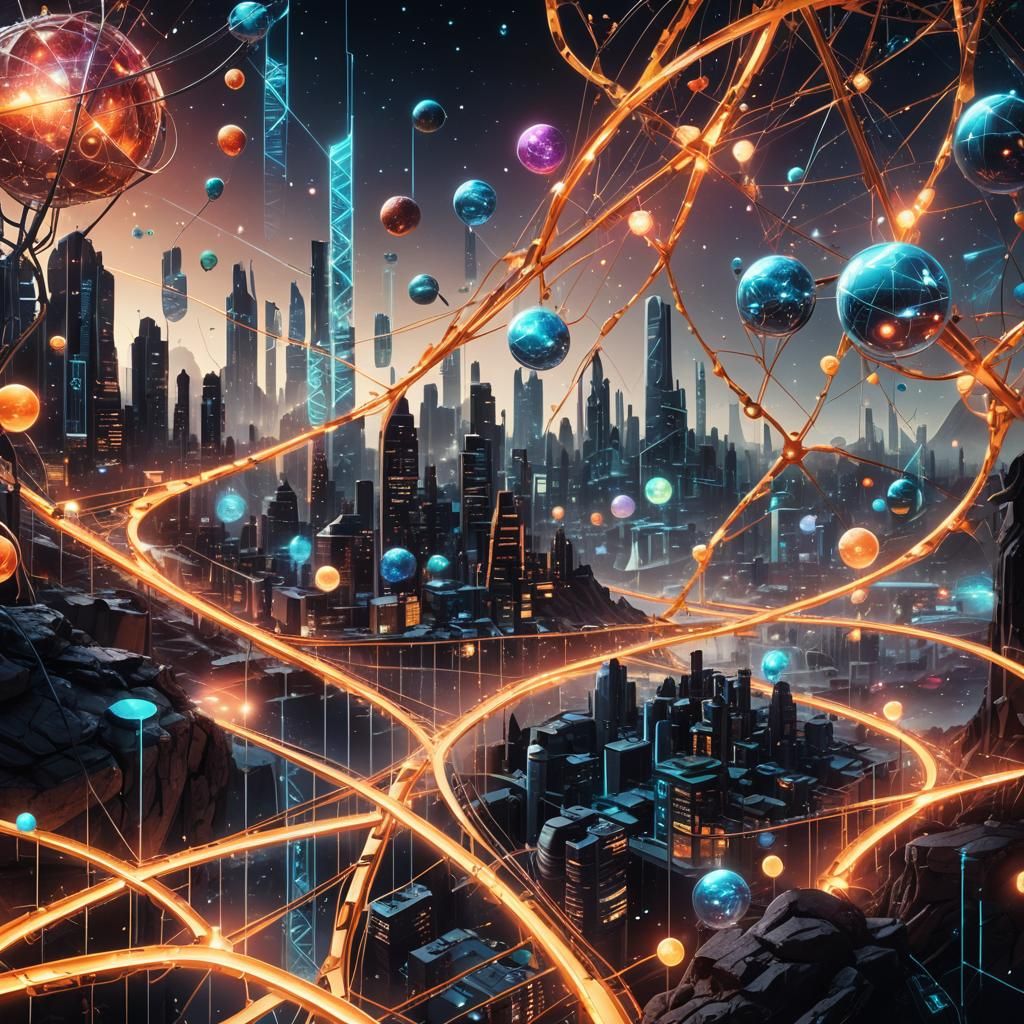 Futuristic Banner with DNA Data in Neon Metropolis Style