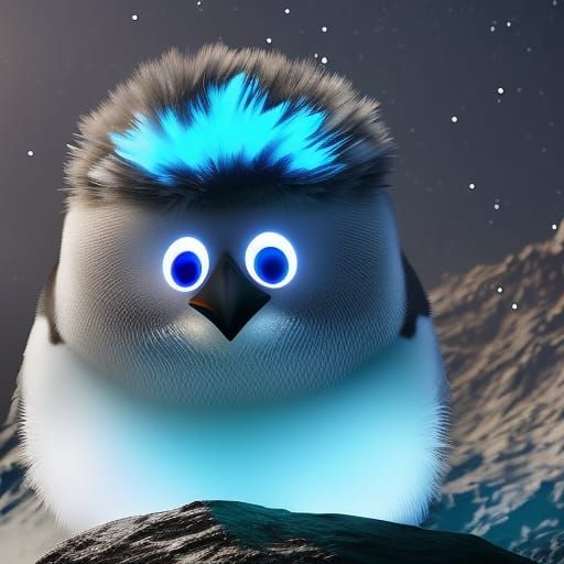 bioluminescent Cute Young Penguin