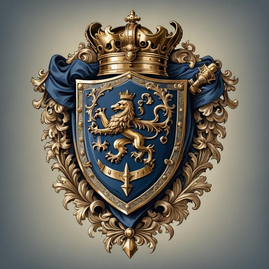 Ornate Coat of Arms with Adze in Digital Art
