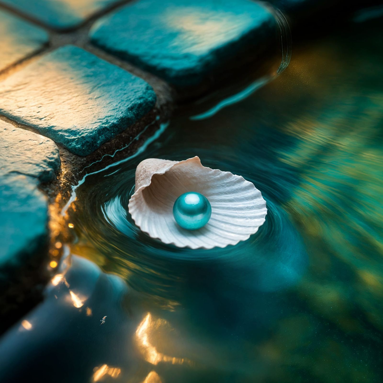 Luminous Pearl in Turquoise Dreamscape