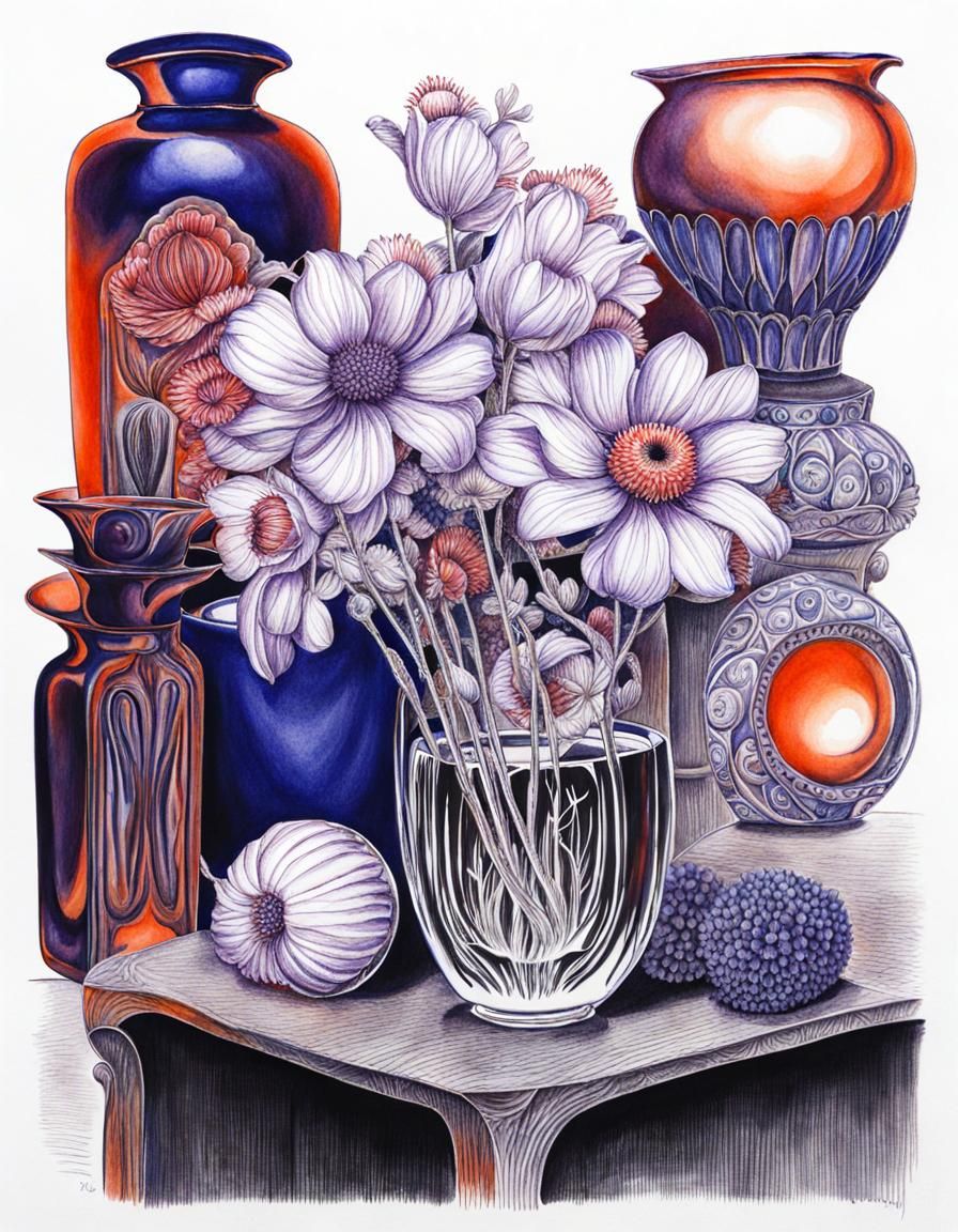 Imaginary Flowers in Vase, Still Life (Detdr Serie)