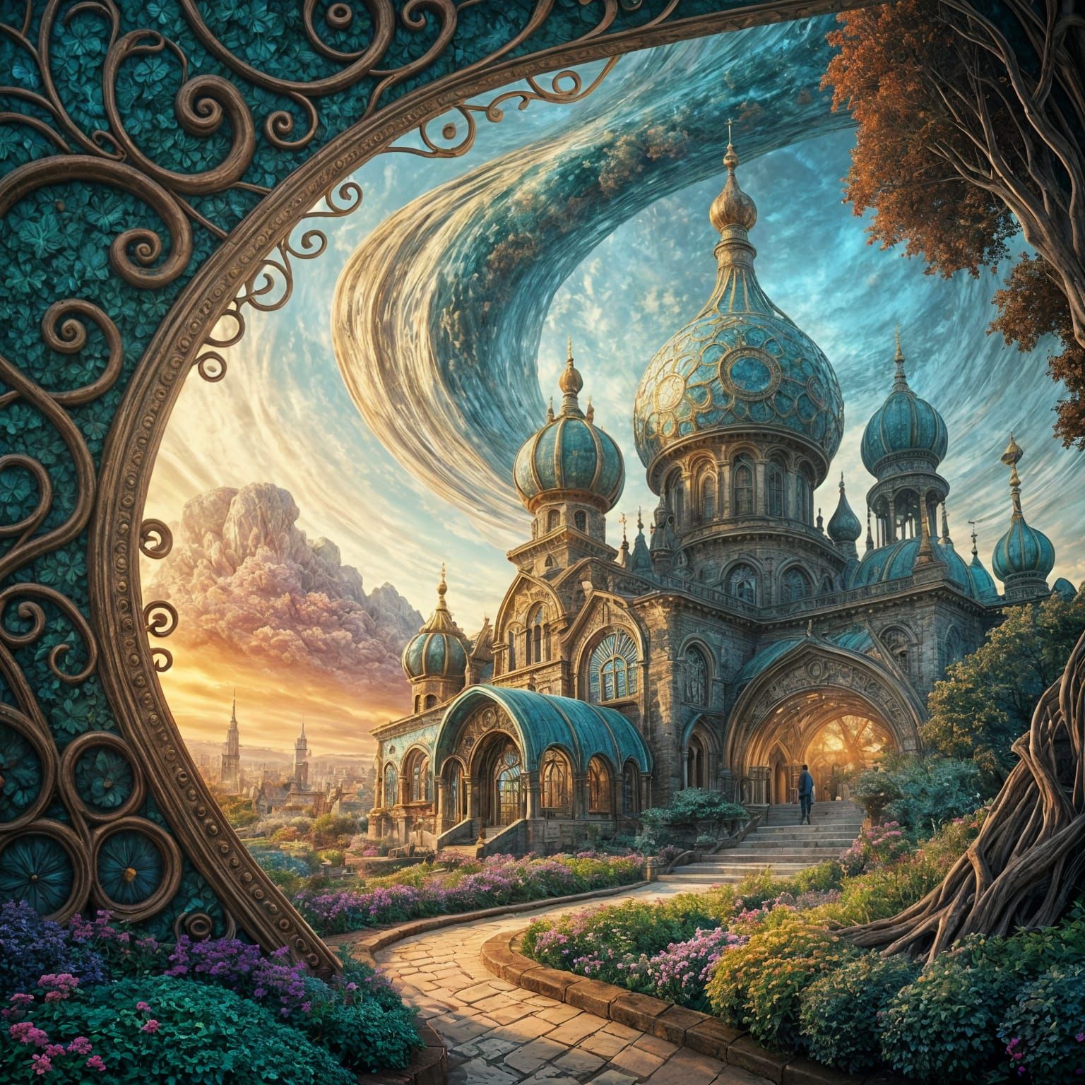 Ethereal Fantasy Realm in Iridescent Hues