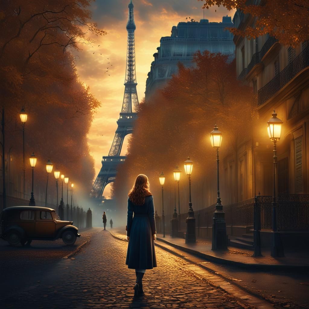 Golden Parisian Night: A Fantasy Concept Art