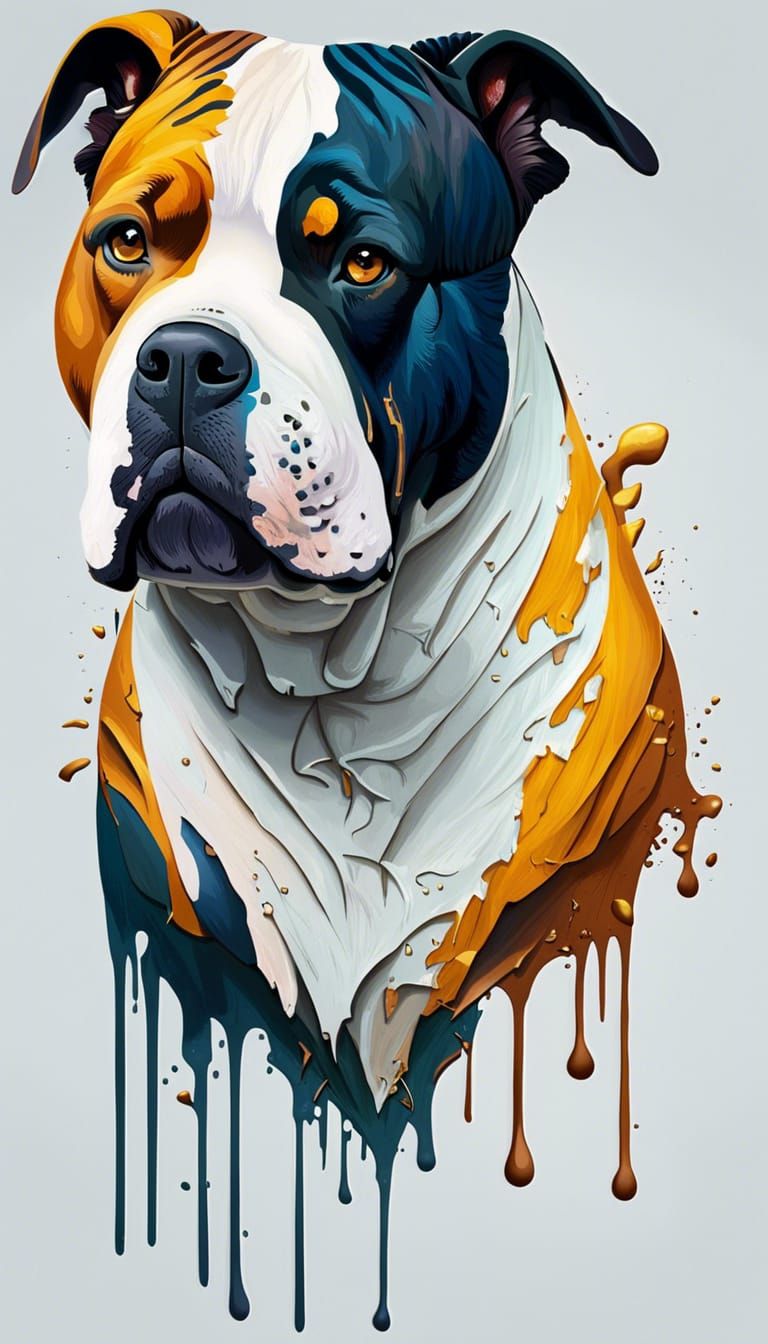 Grunge American Bully Portrait in Splash Art Style