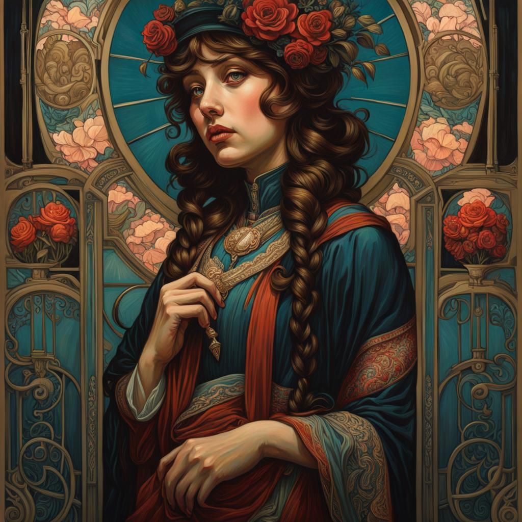 Bohemian Woman in Art Nouveau Style